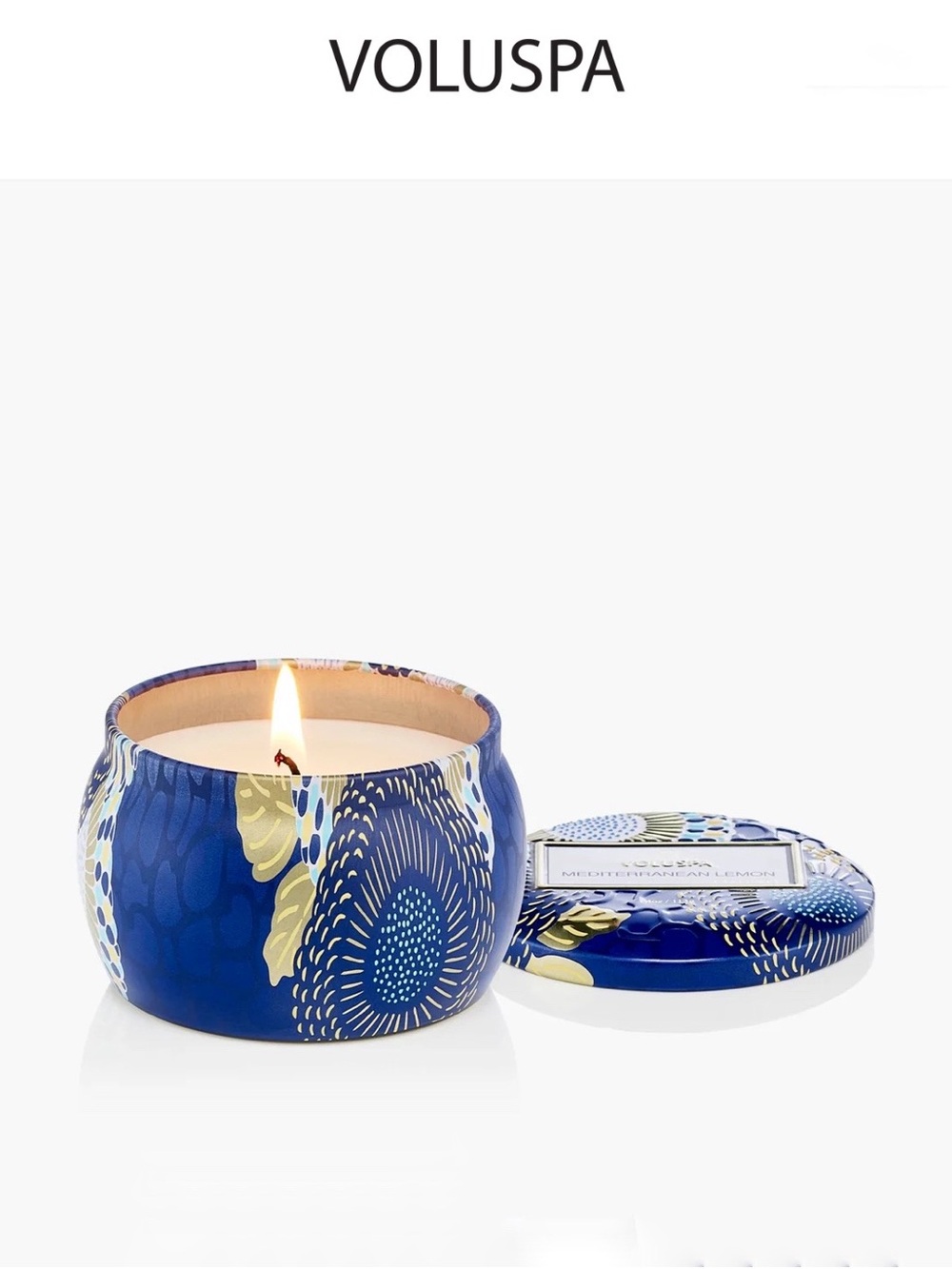 NEW Voluspa MEDITERRANEAN LEMON Mini Tin Candle, 4 oz